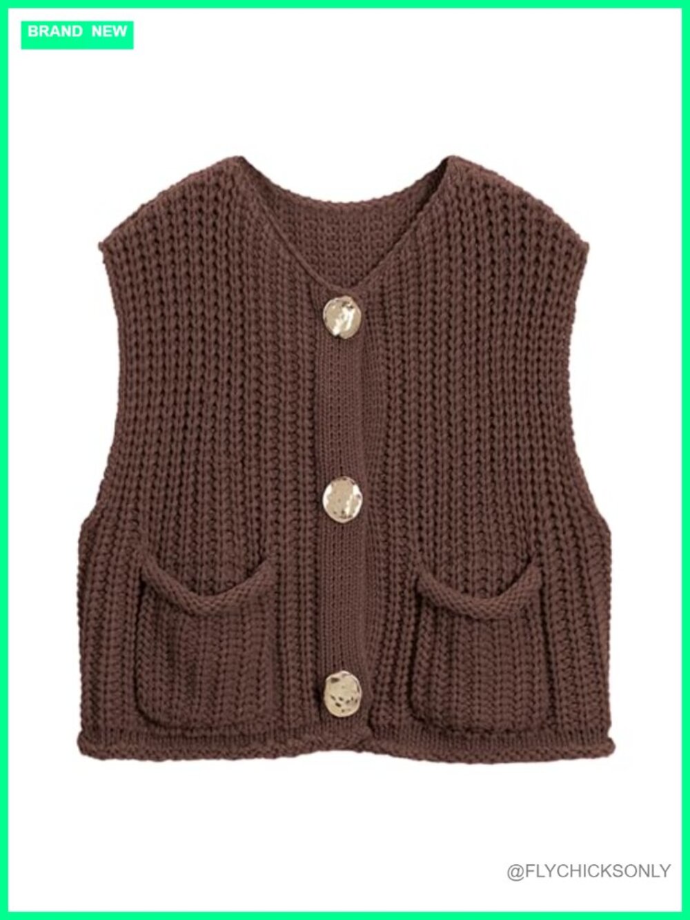 Crochet Sweater Vest Women Sleeveless Button Down Chunky Knit Cardigan